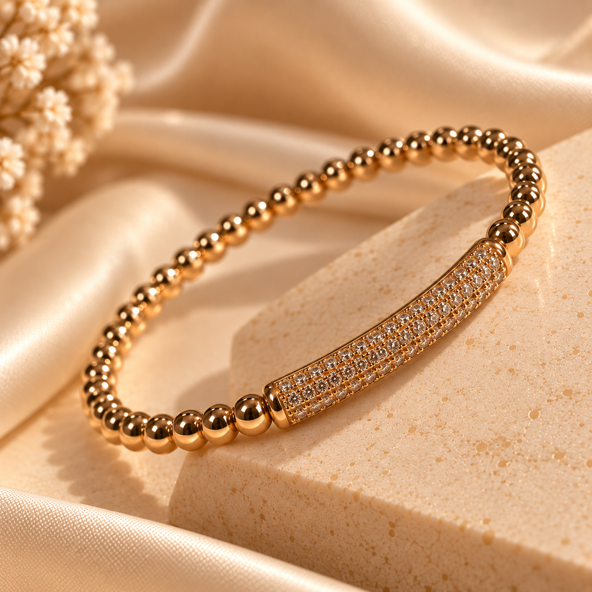 Beaded Crystal Bar Bracelet