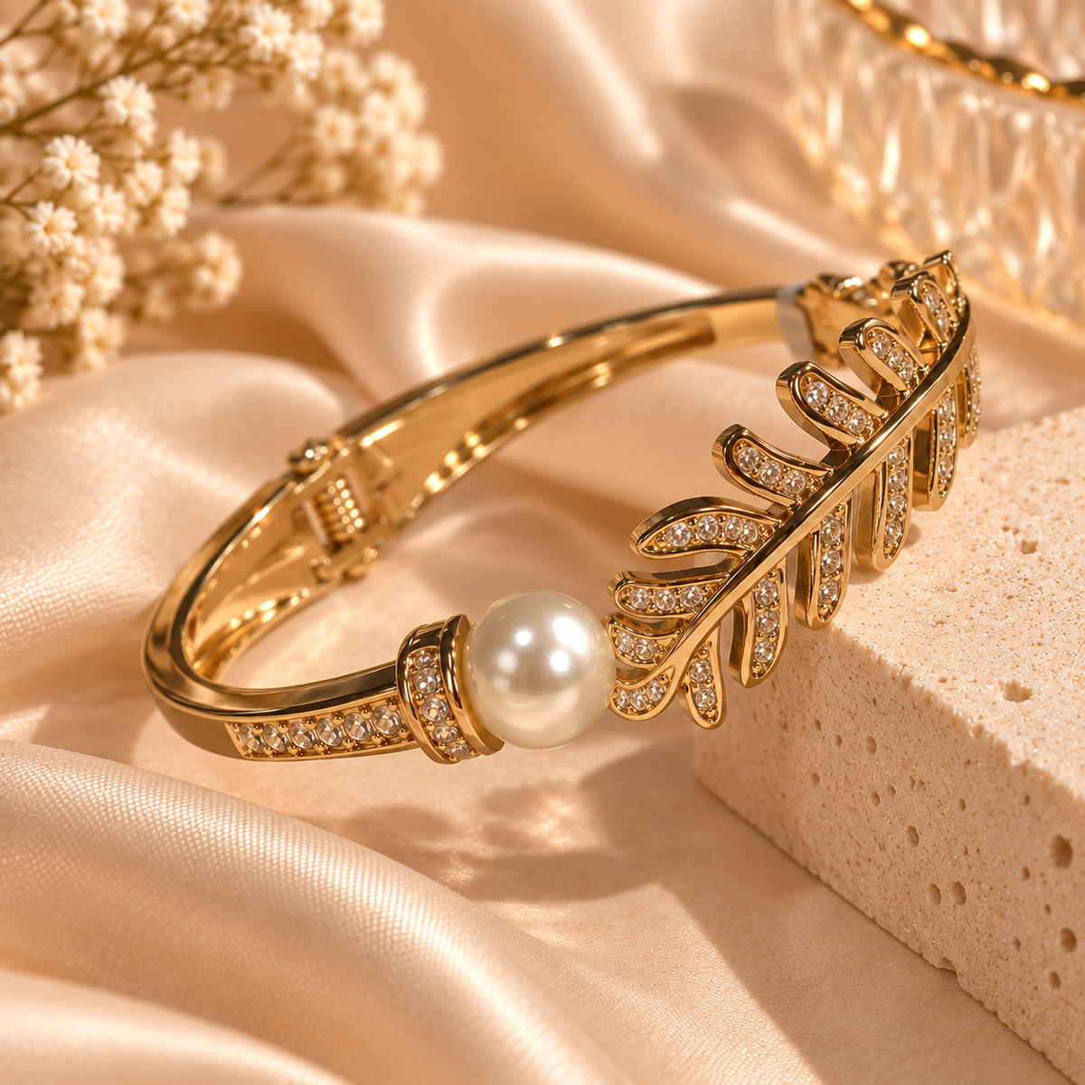 Pearl Leaf Cascade Cuff