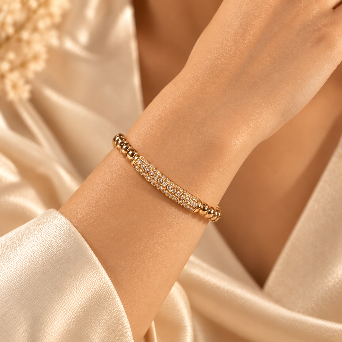 Beaded Crystal Bar Bracelet
