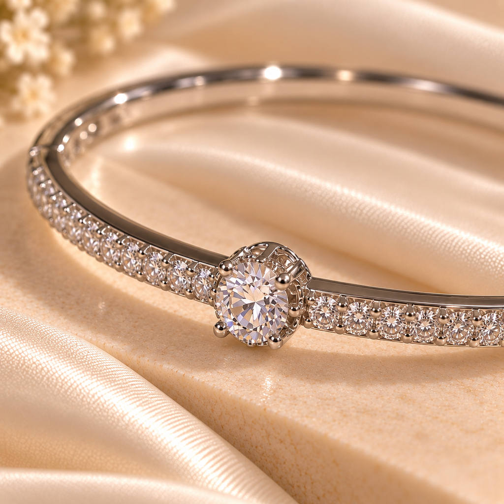 Solitaire Filigree Halo Bangle