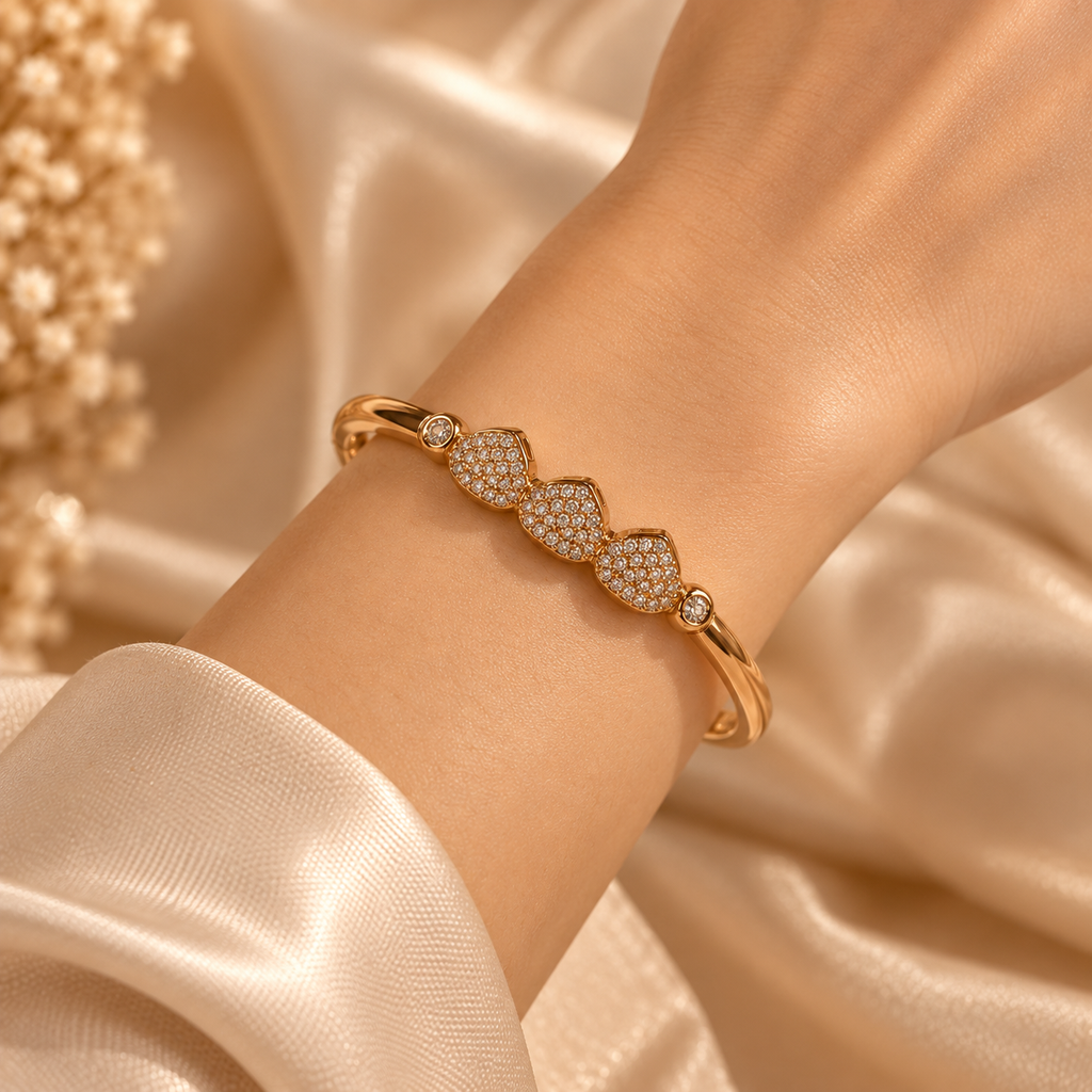 Triple Petal Crystal Bangle