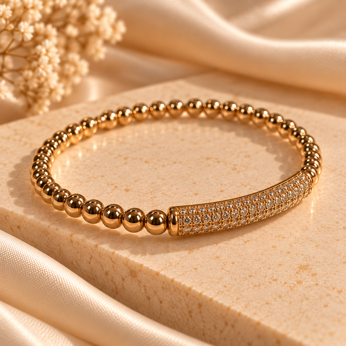 Beaded Crystal Bar Bracelet
