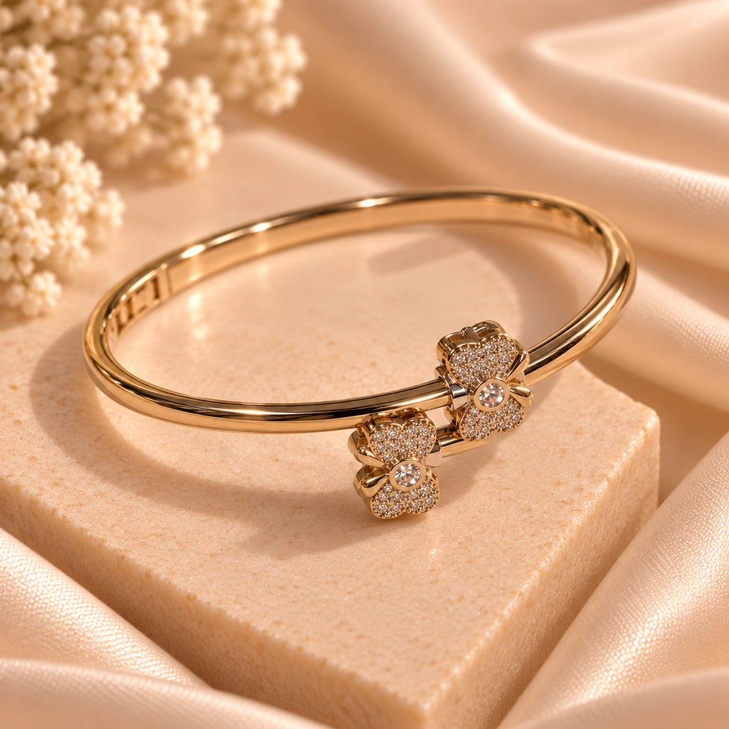 Twin Blossom Crystal Cuff
