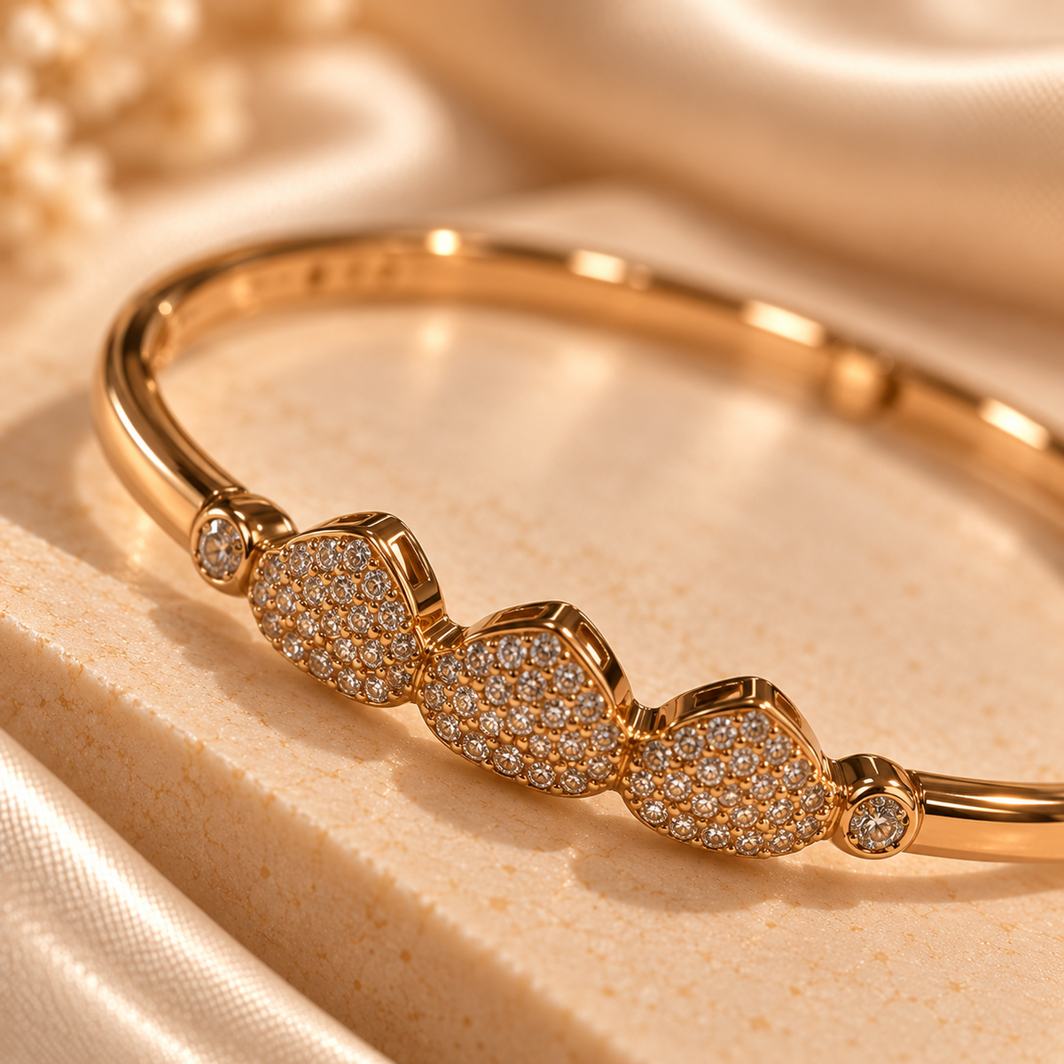 Triple Petal Crystal Bangle