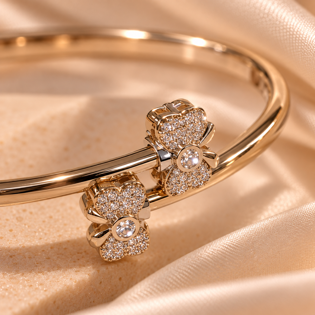 Twin Blossom Crystal Cuff