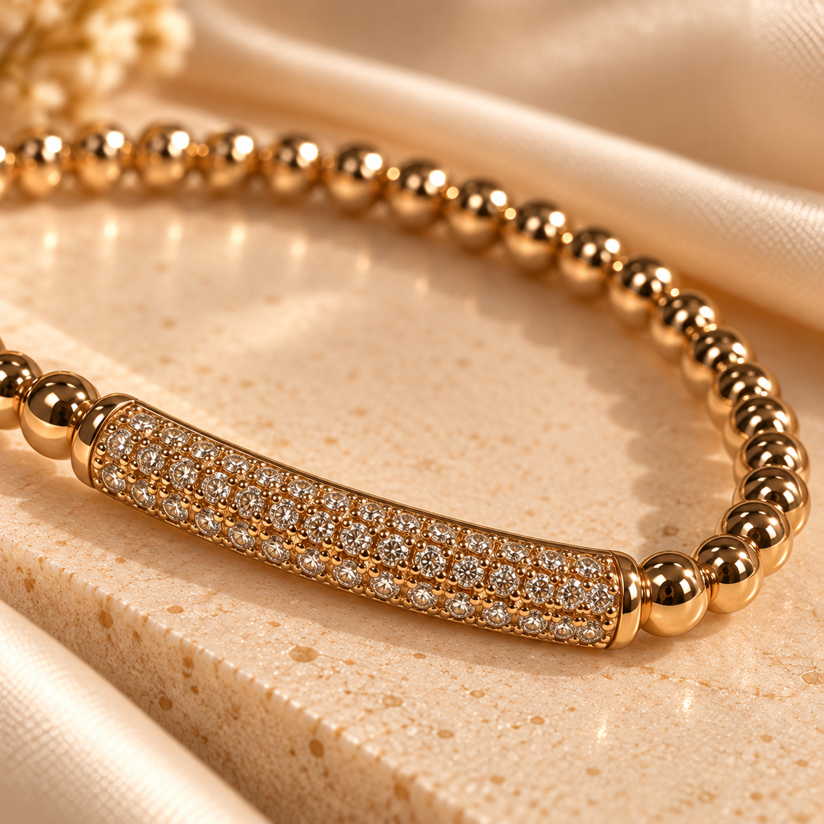Beaded Crystal Bar Bracelet