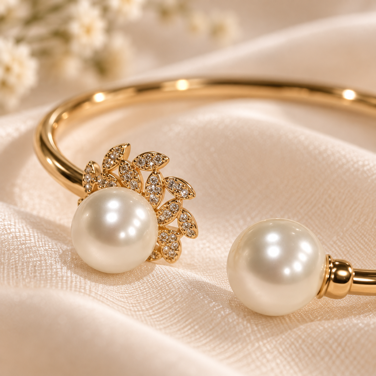 Pearl Bloom Leaf Cuff