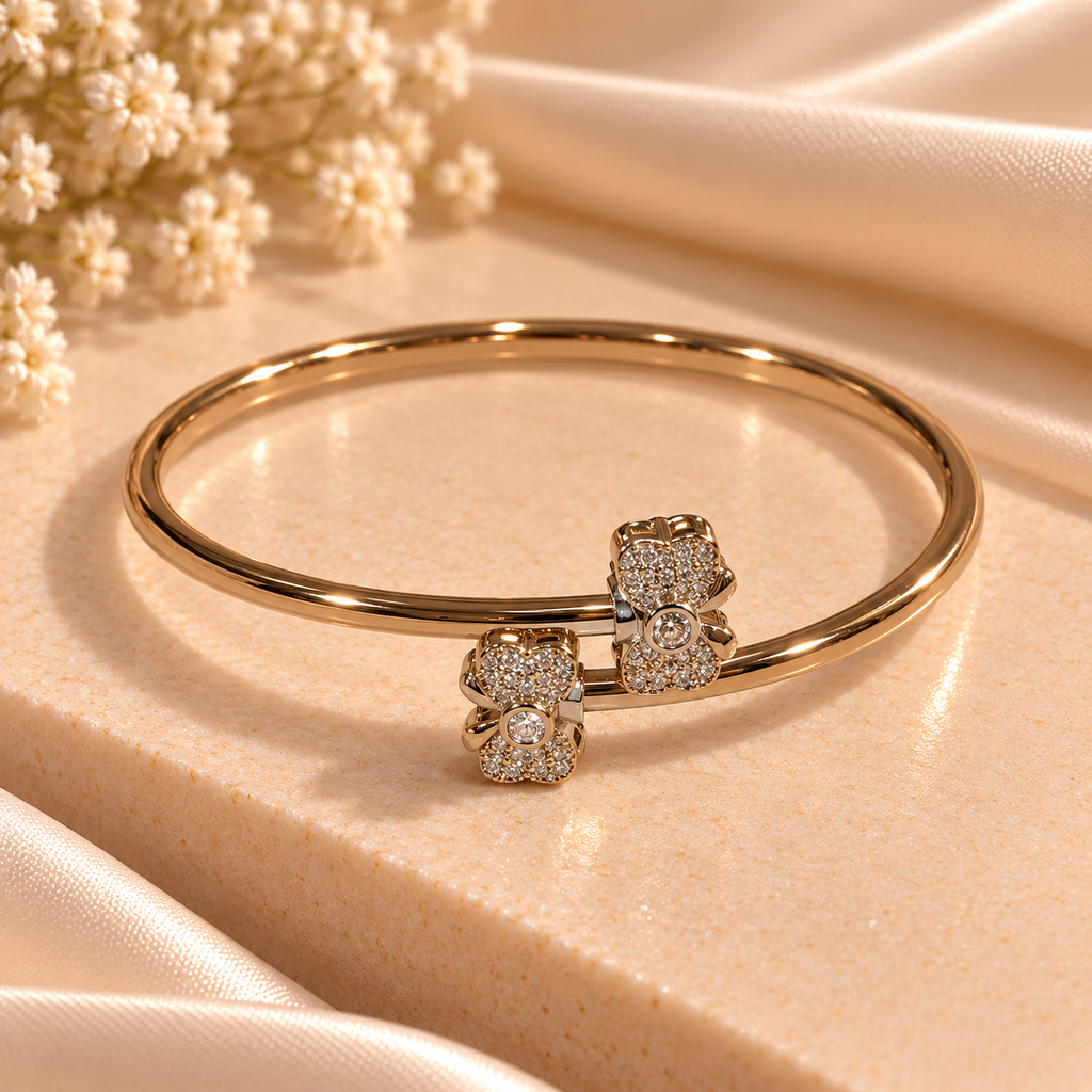 Twin Blossom Crystal Cuff