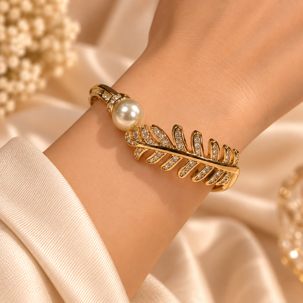 Pearl Leaf Cascade Cuff