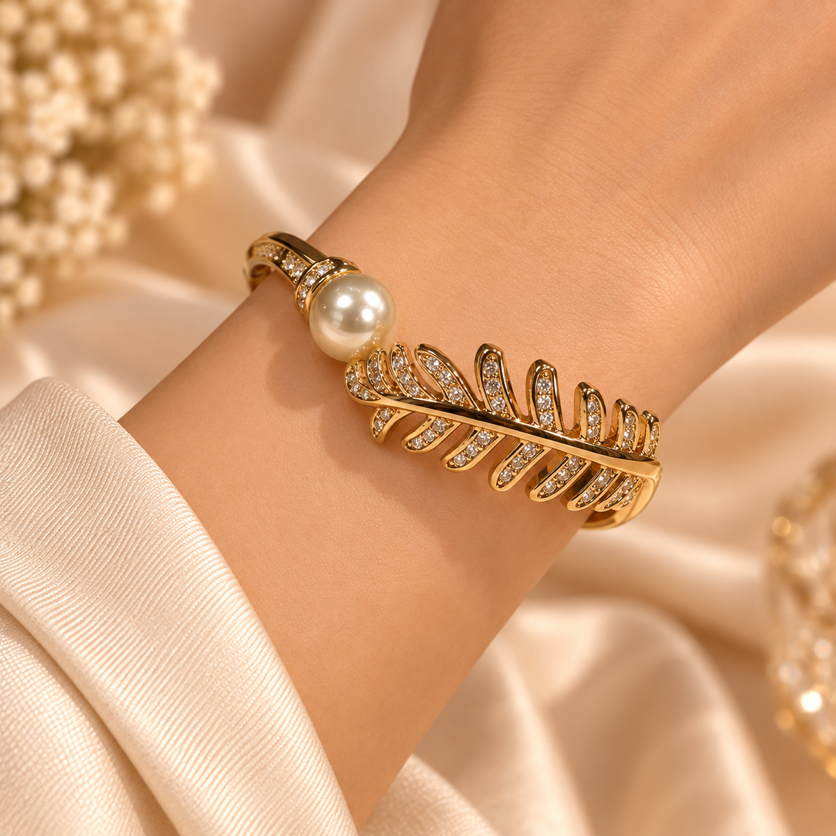 Pearl Leaf Cascade Cuff