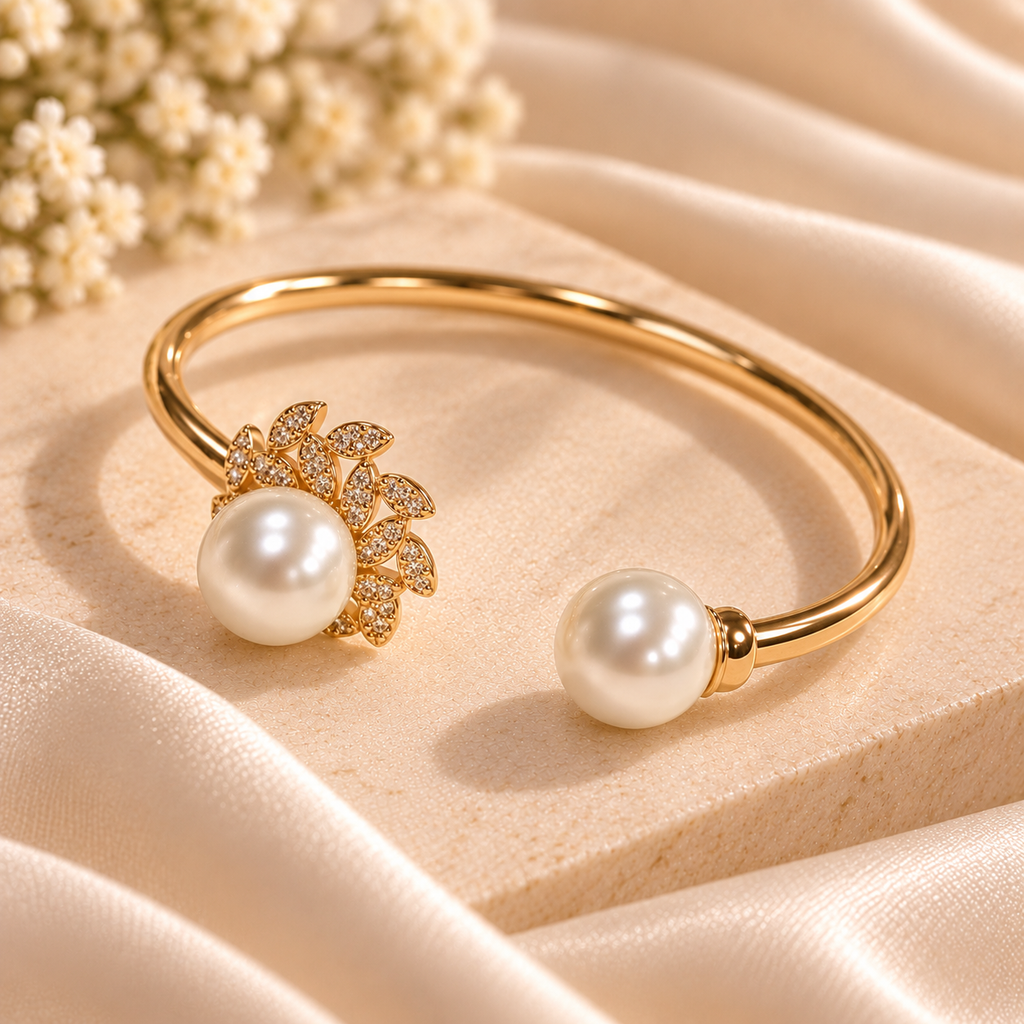 Pearl Bloom Leaf Cuff
