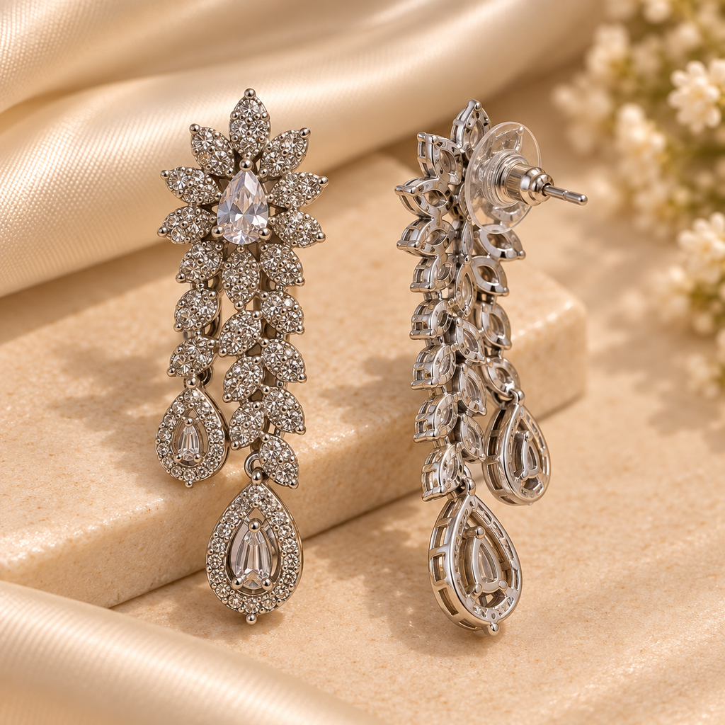 Crystal Petal Cascade Earrings