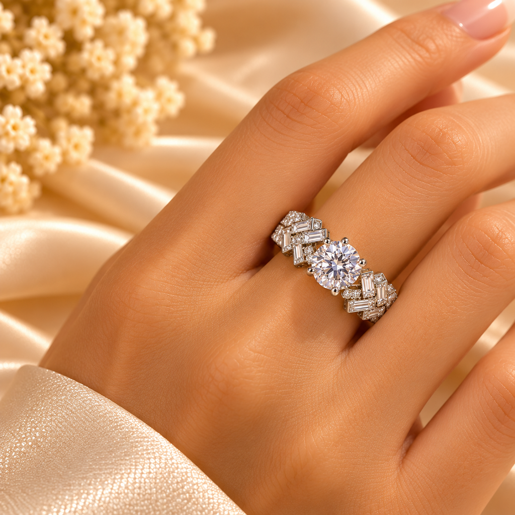 Silver Elegance Round-Cut Crystal Ring