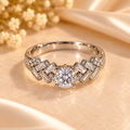 Silver Elegance Round-Cut Crystal Ring