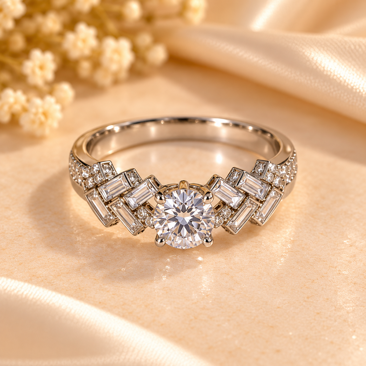 Silver Elegance Round-Cut Crystal Ring