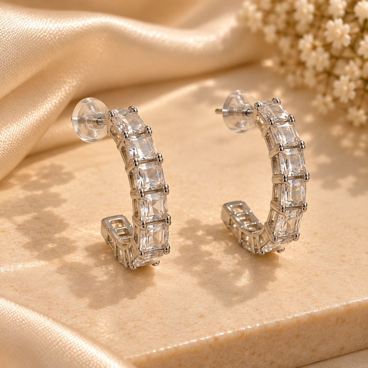 Crystal Link Hoop Earrings