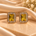 Golden Citrine Crystal Halo Studs