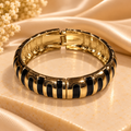 Noir Élan Black Enamel Gold Bangle