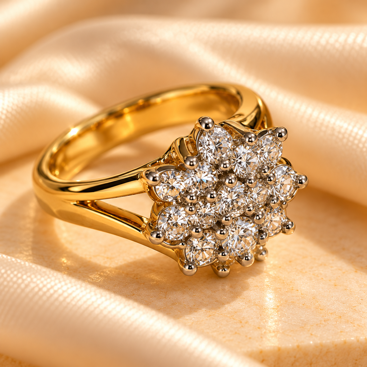 Golden Blossom Crystal Ring