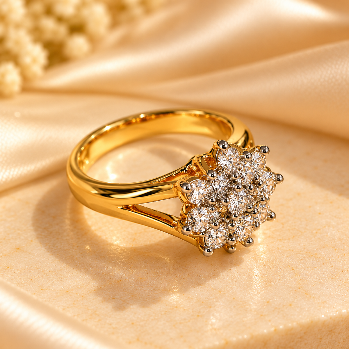 Golden Blossom Crystal Ring