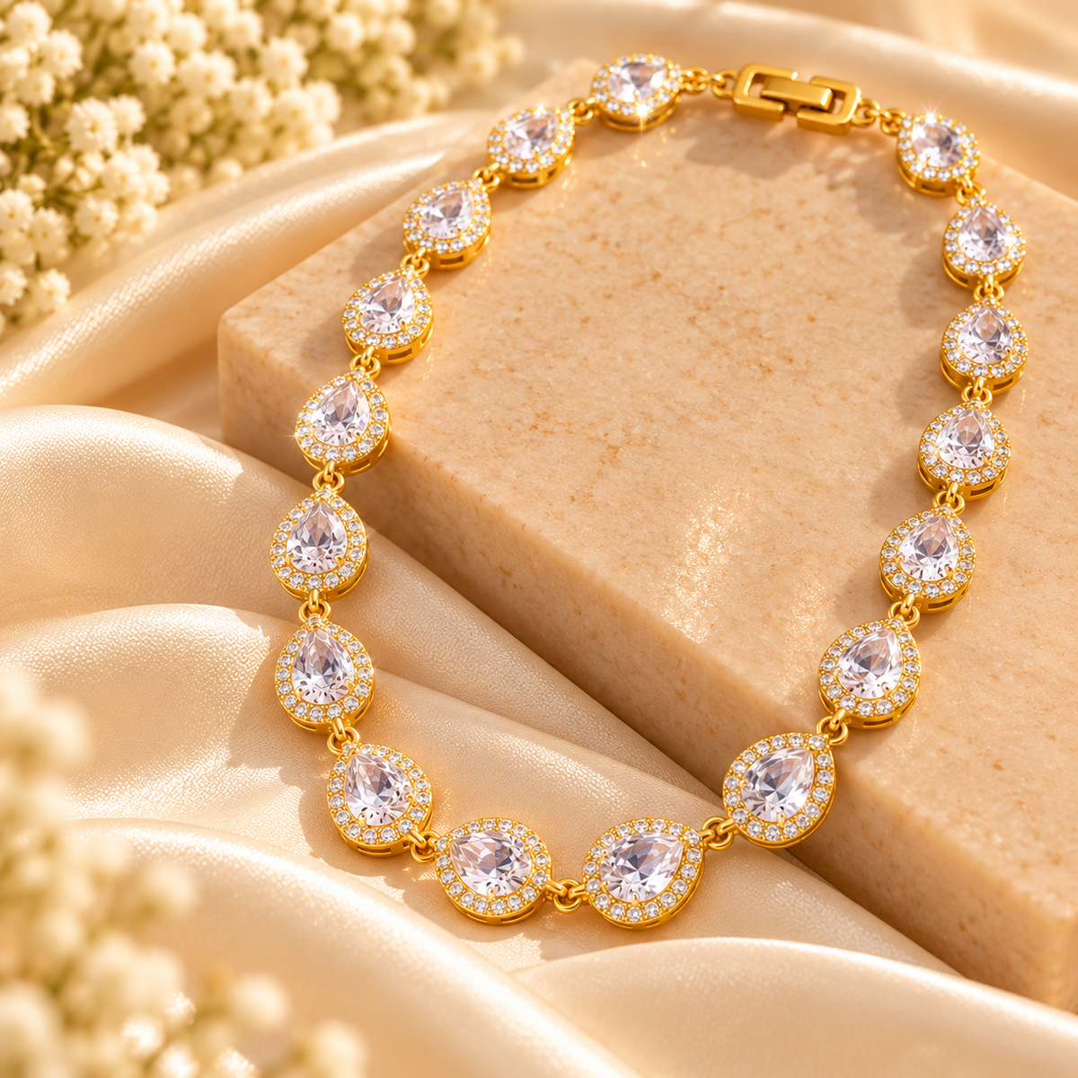 Golden Teardrop Crystal Bracelet