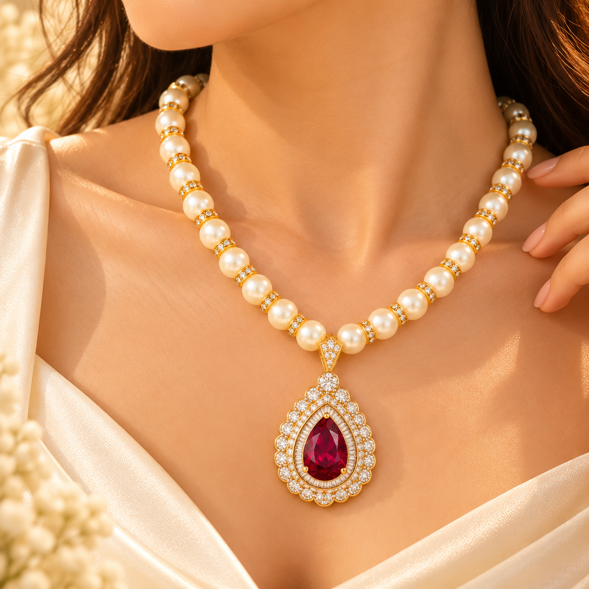 Ruby Royale Pearl Necklace