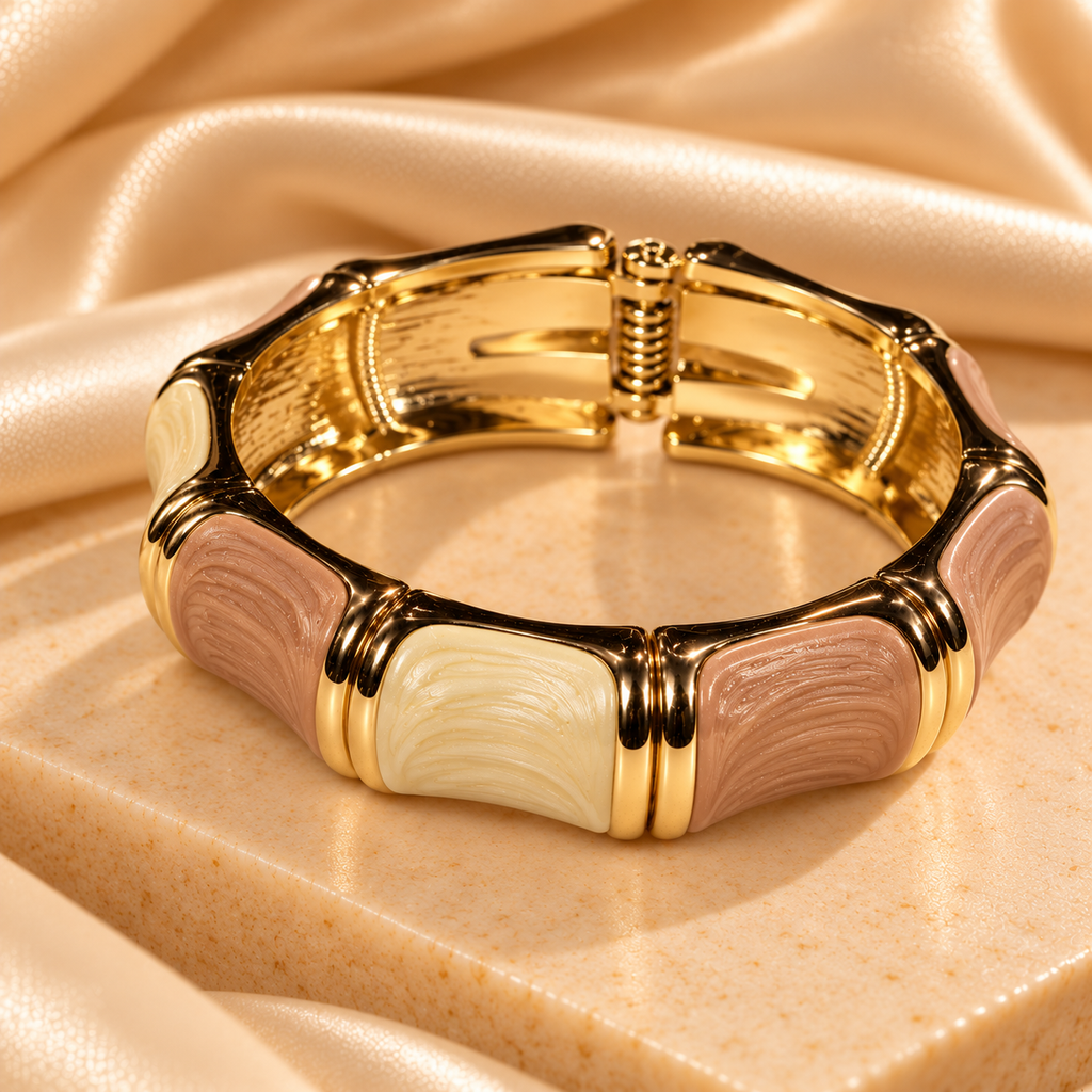 Blush Ivory Luxe Gold Cuff Bangle