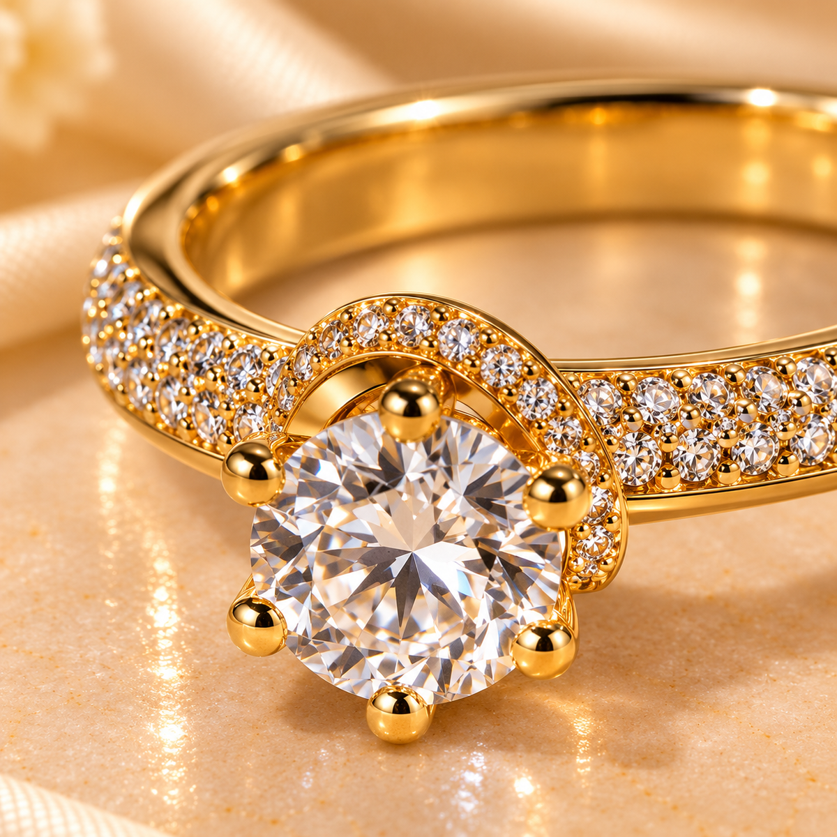 Celestial Halo Solitaire Ring
