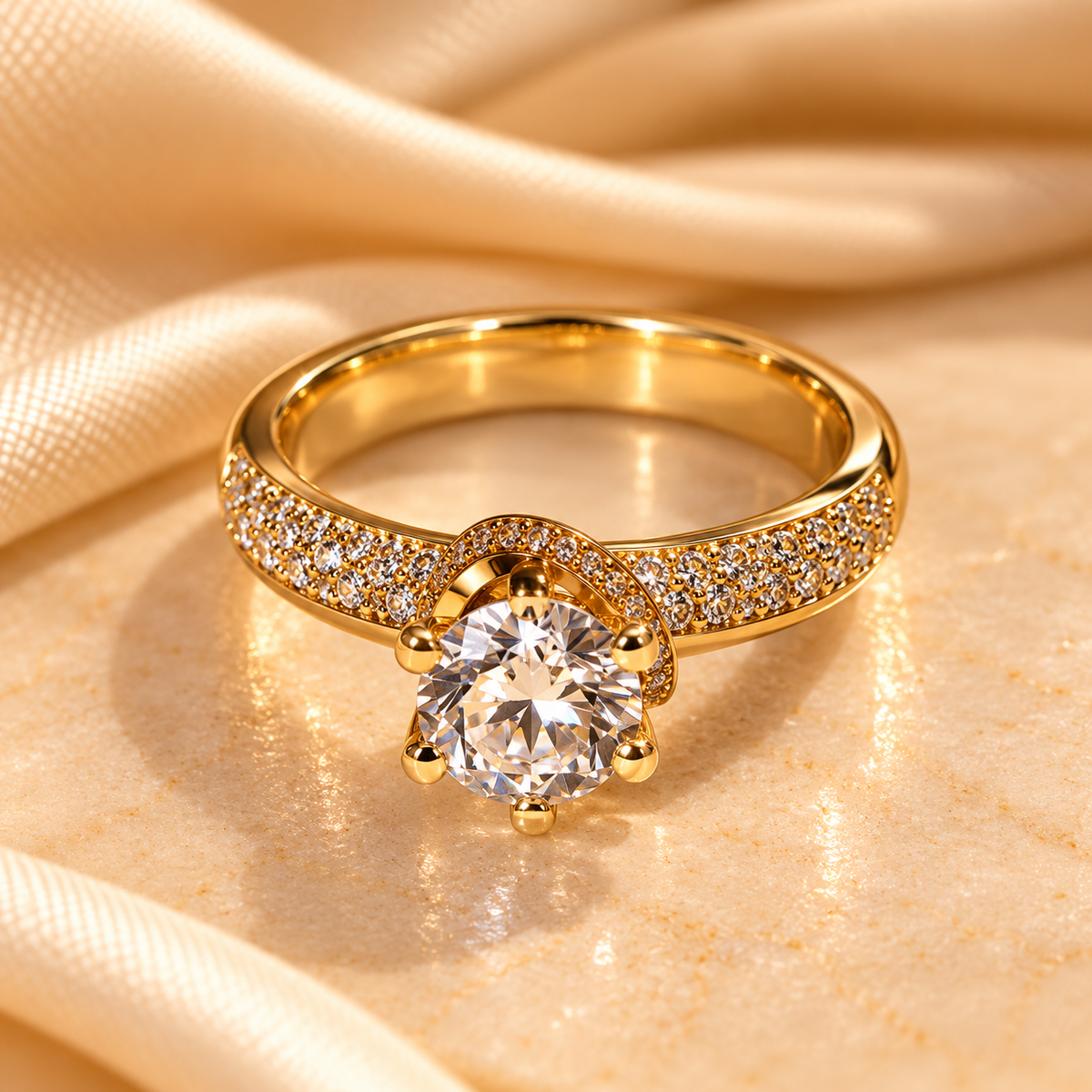 Celestial Halo Solitaire Ring