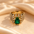 Emerald Royale Gold Crystal Statement Ring