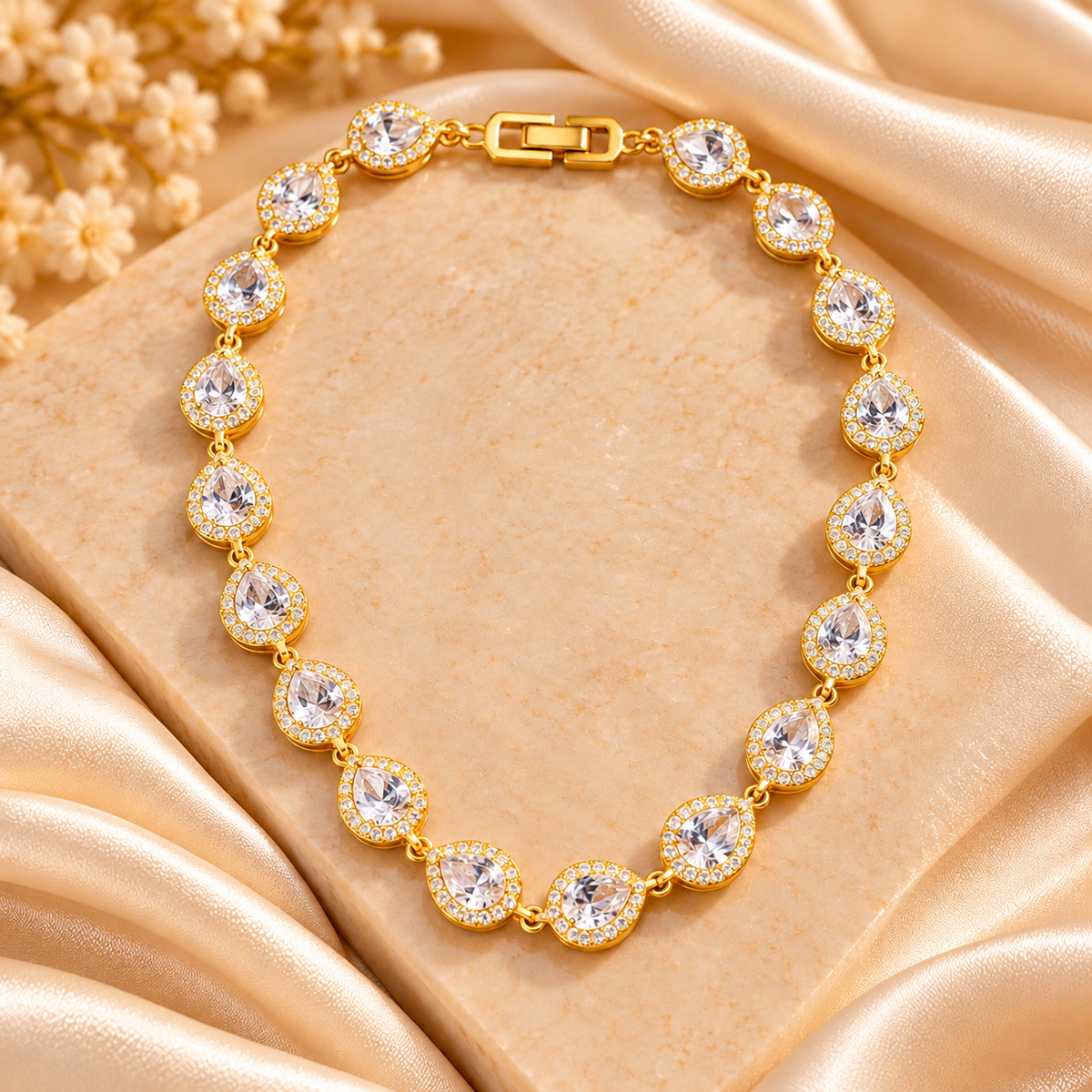 Golden Teardrop Crystal Bracelet
