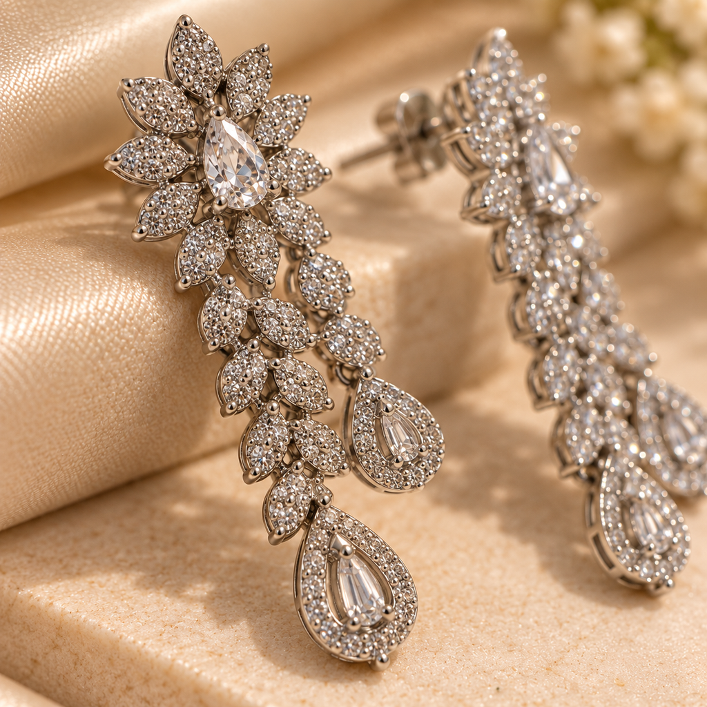 Crystal Petal Cascade Earrings