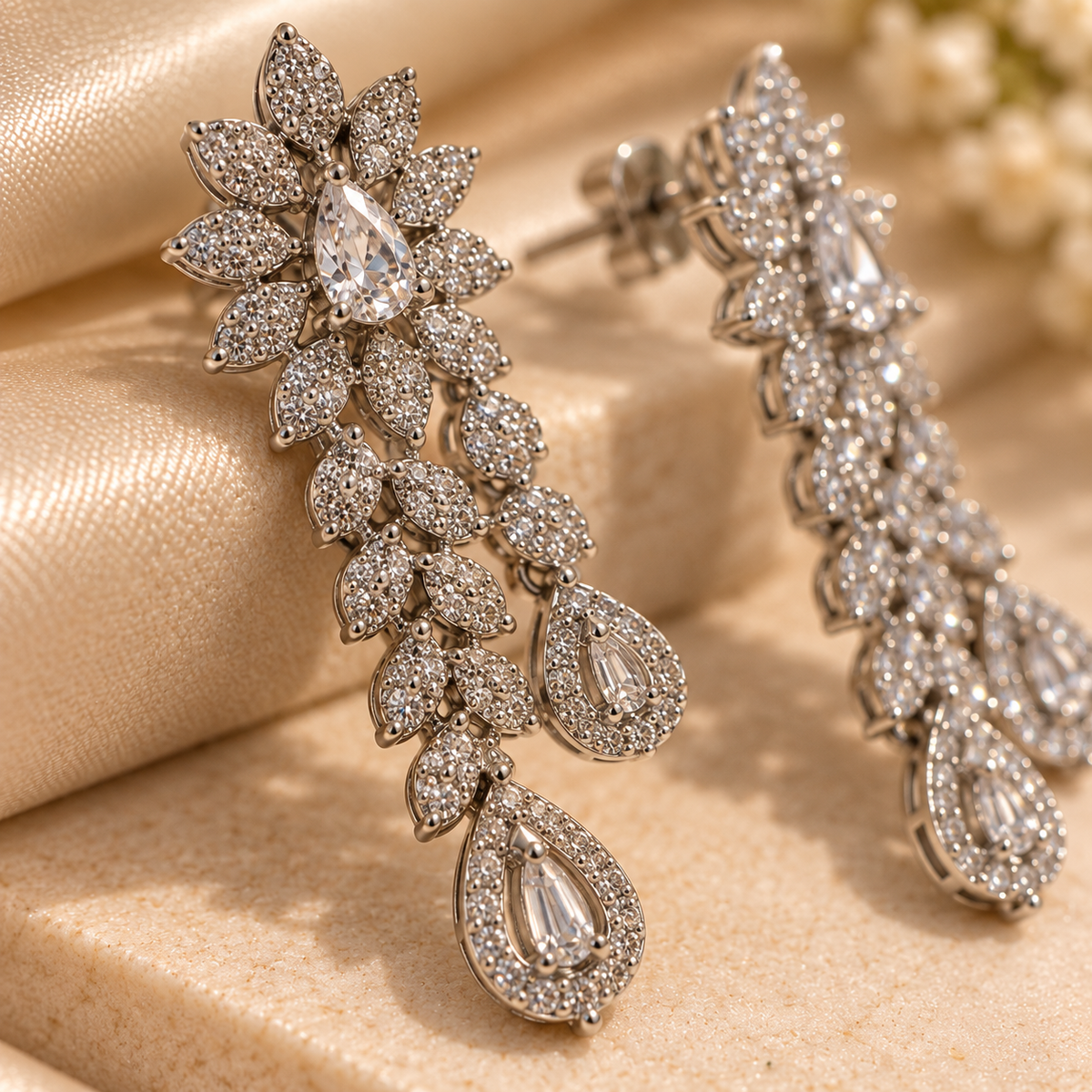 Crystal Petal Cascade Earrings