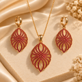 Ruby Filigree Teardrop Pendant & Earring Set