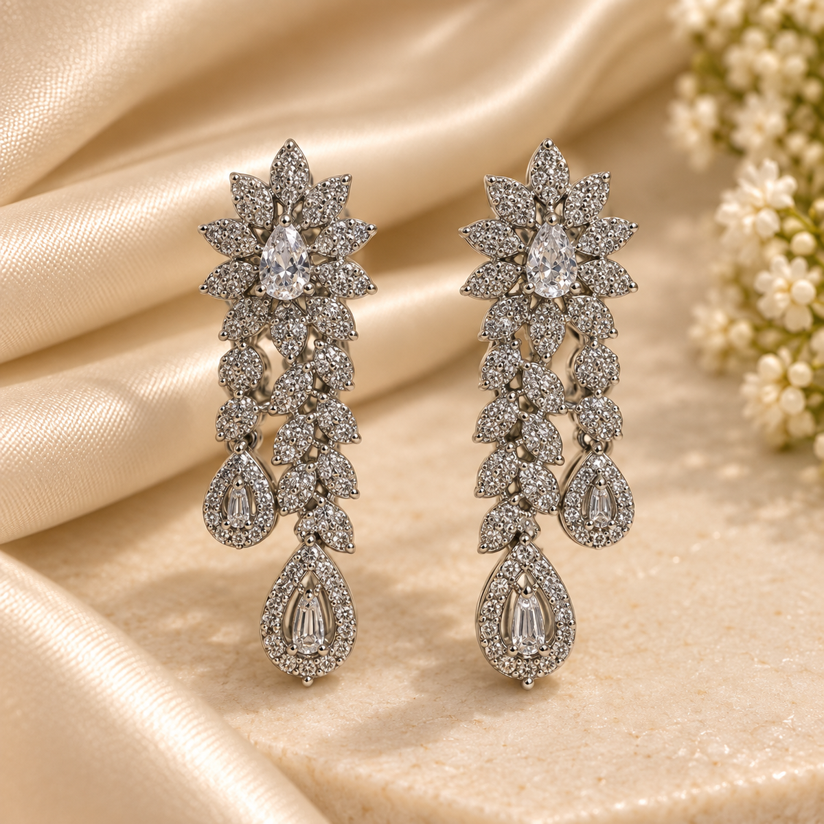 Crystal Petal Cascade Earrings