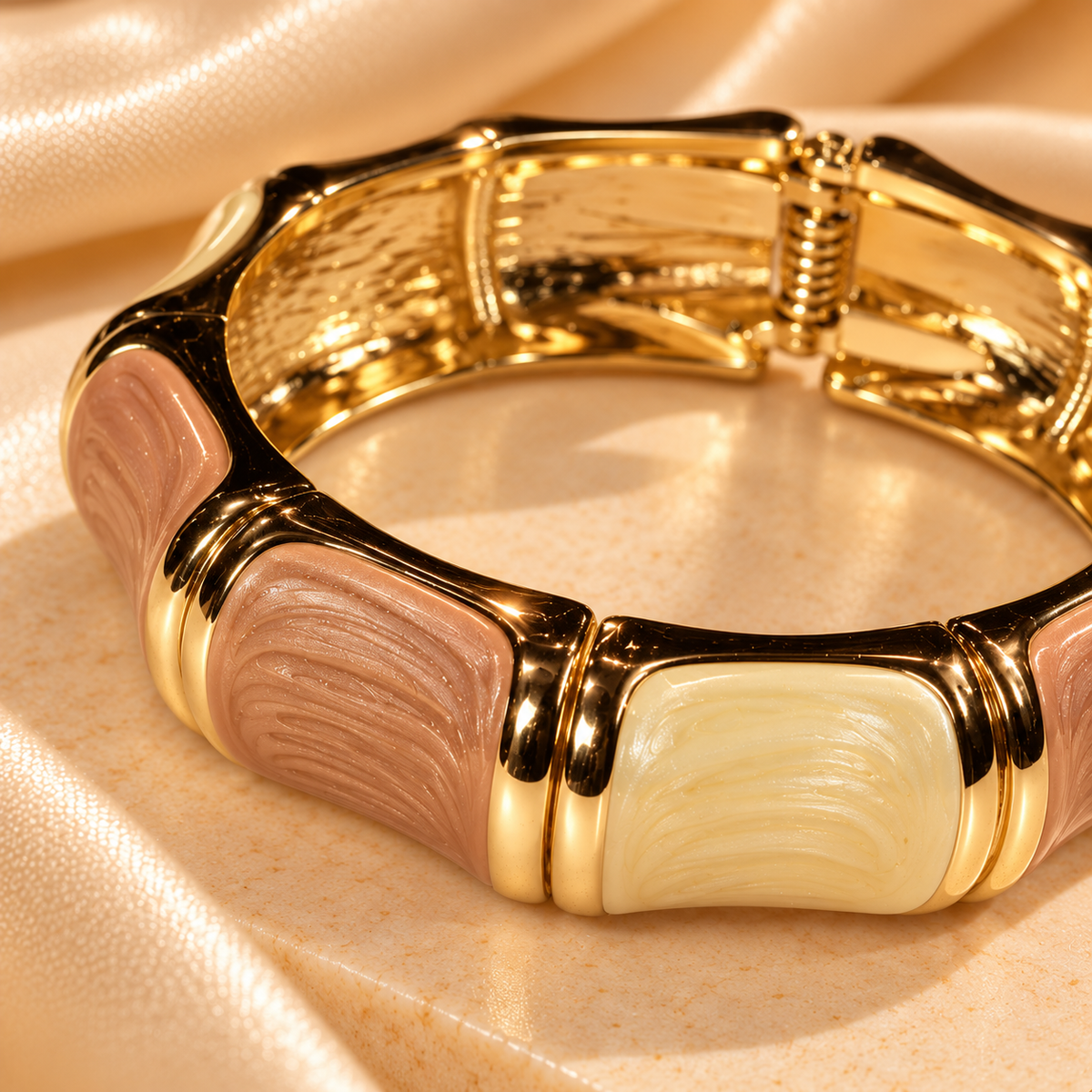 Blush Ivory Luxe Gold Cuff Bangle