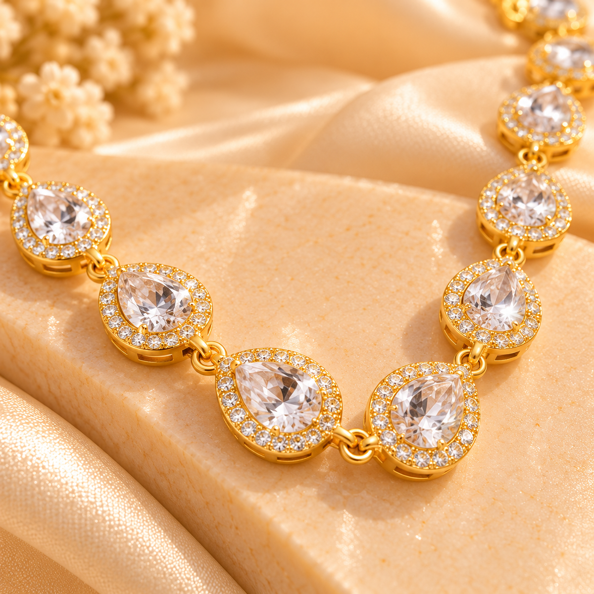 Golden Teardrop Crystal Bracelet
