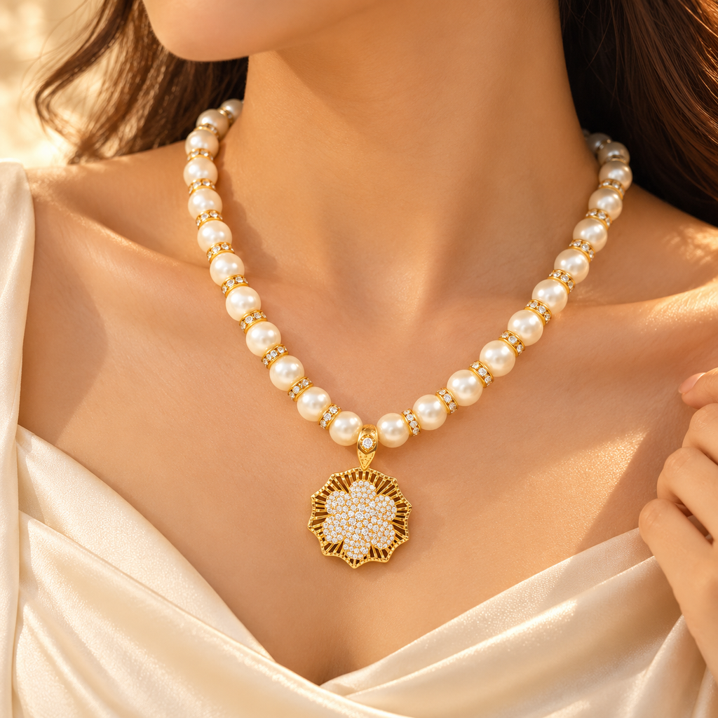 Pearl Blossom Pendant Necklace