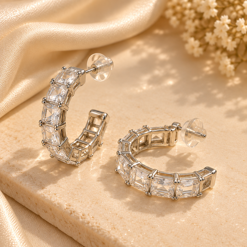 Crystal Link Hoop Earrings