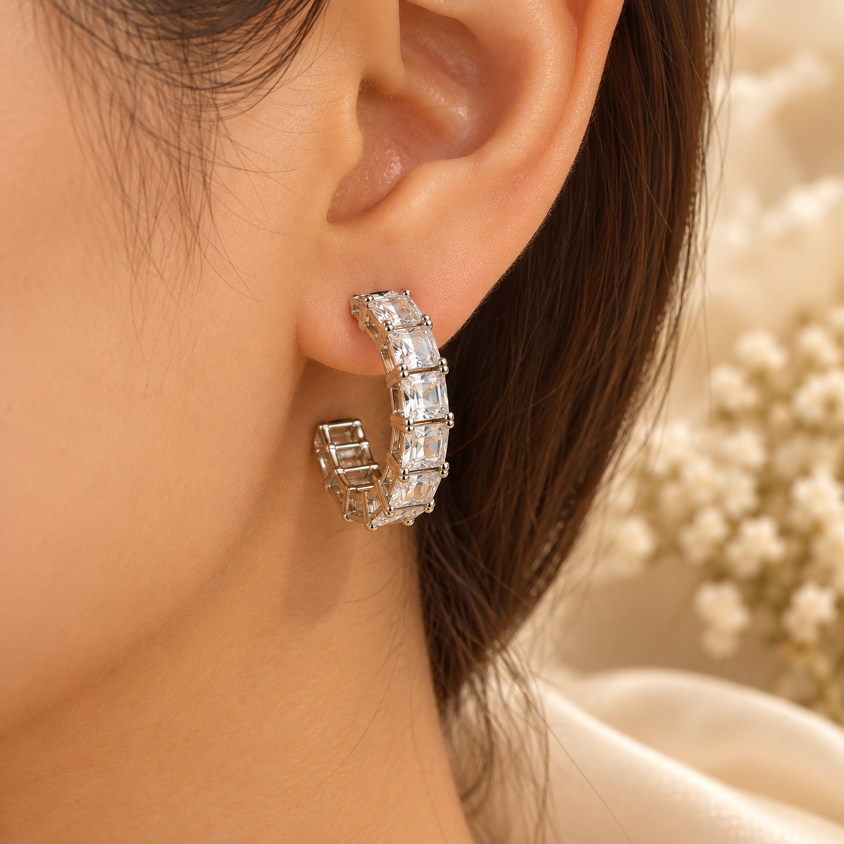 Crystal Link Hoop Earrings