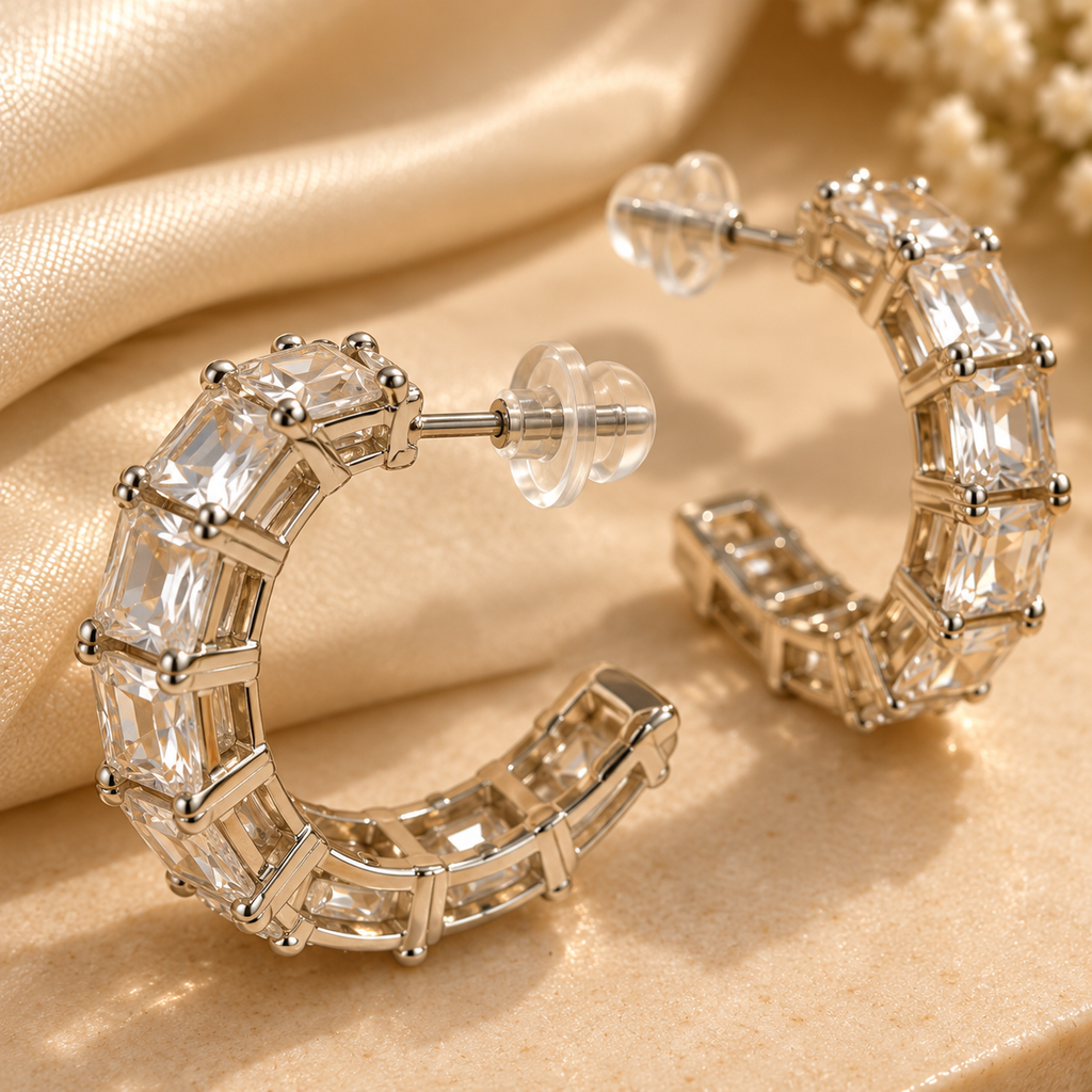Crystal Link Hoop Earrings