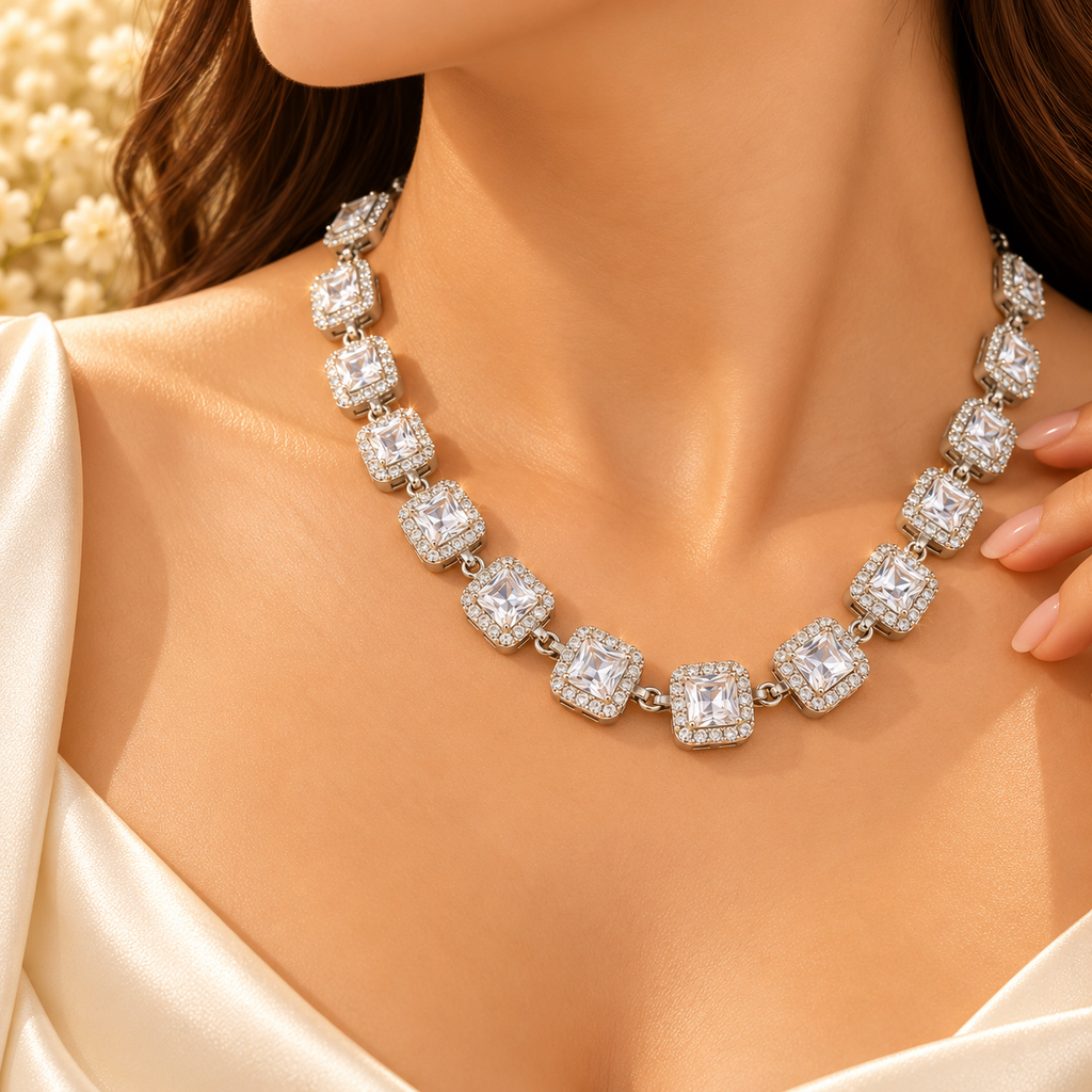 Celeste Square Crystal Necklace